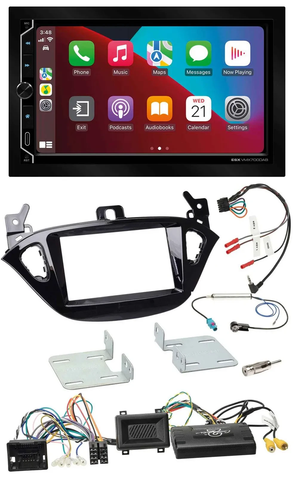 ESX 2DIN DAB USB Lenkrad Bluetooth Autoradio für Opel Adam Corsa E ab 2013 PDC