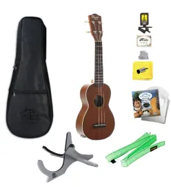 Ohana SK-20 Solid Top Soprano Ukulele with Bag, Tuner, Strings, Stand, More