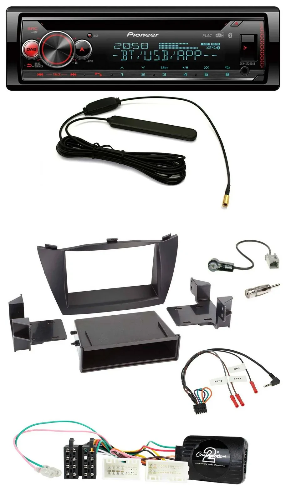 Автомагнитола для Hyundai ix35 2010–2013 Pioneer DAB, Bluetooth, CD, USB, черная