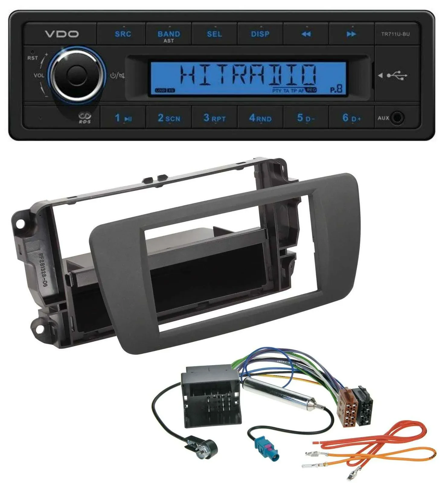 VDO AUX 1DIN MP3 USB Autoradio für Seat Ibiza (ab 12) - tuam grey