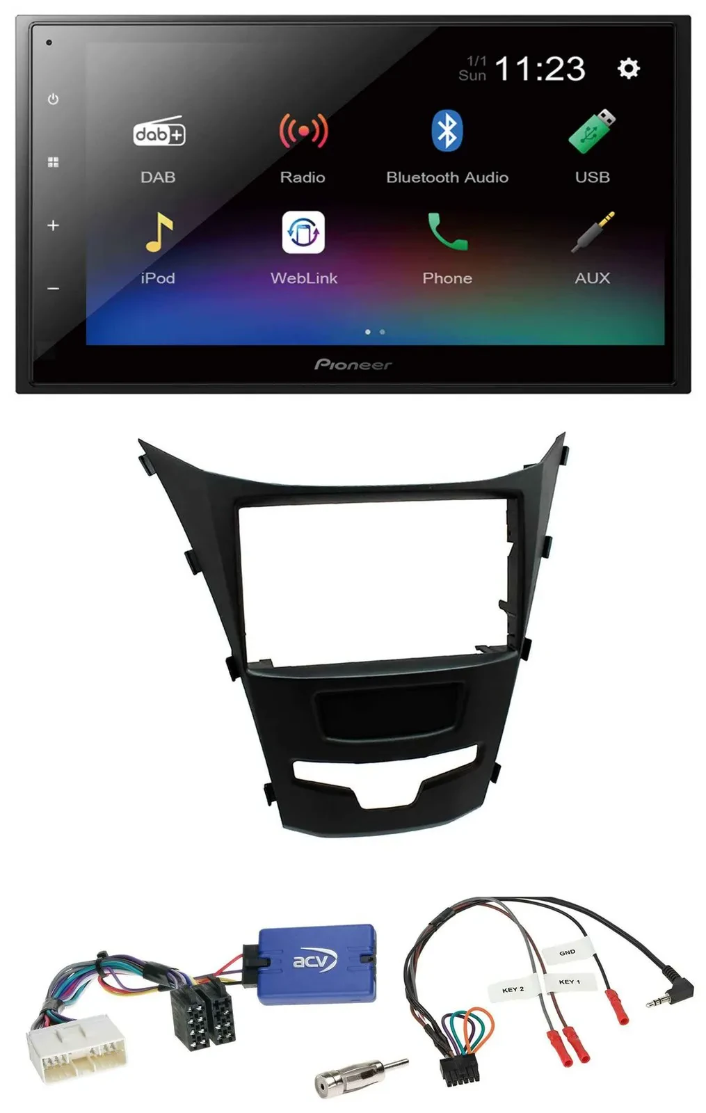 Pioneer USB Bluetooth DAB 2DIN Lenkrad Autoradio für SSangYong Korando ab 13 Tas