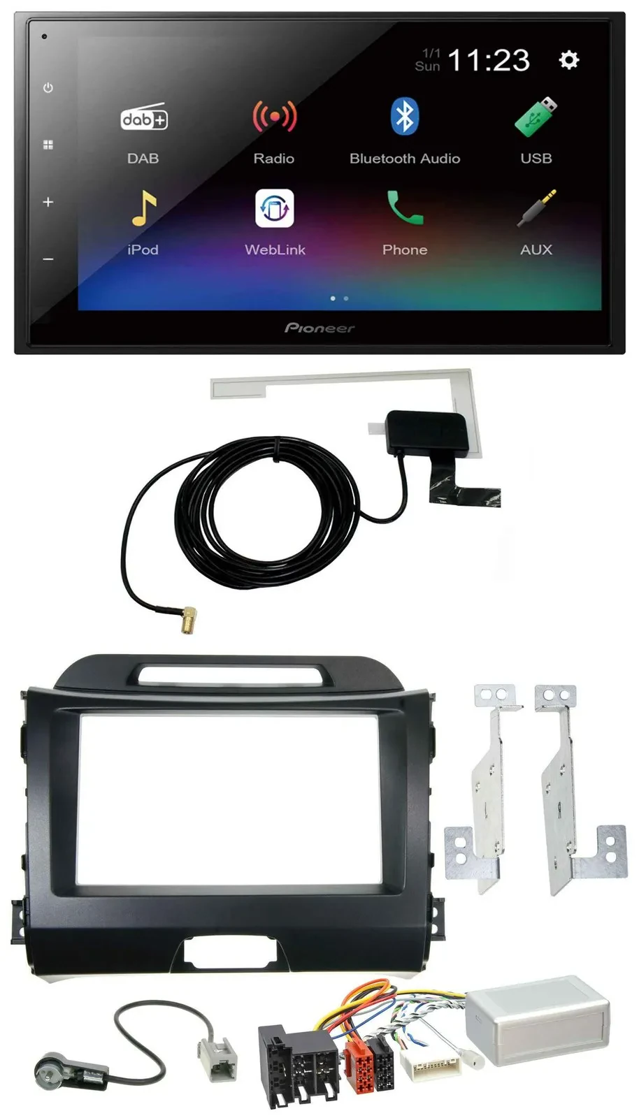 Pioneer DAB Lenkrad Bluetooth 2DIN USB Autoradio für Kia Sportage 3 10-15 Navi s