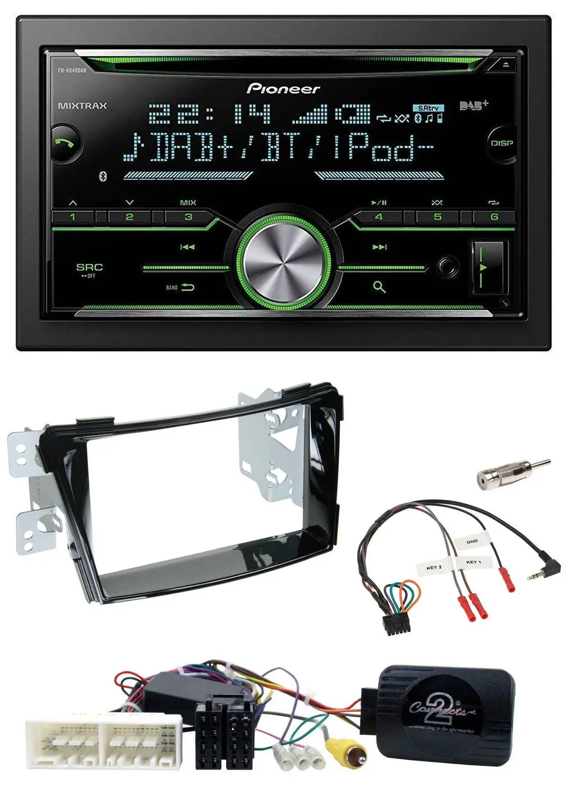 Автомагнитола для Hyundai i40 (с 2016) Pioneer 2DIN, Bluetooth, DAB, USB, CD, поддержка управления на руле