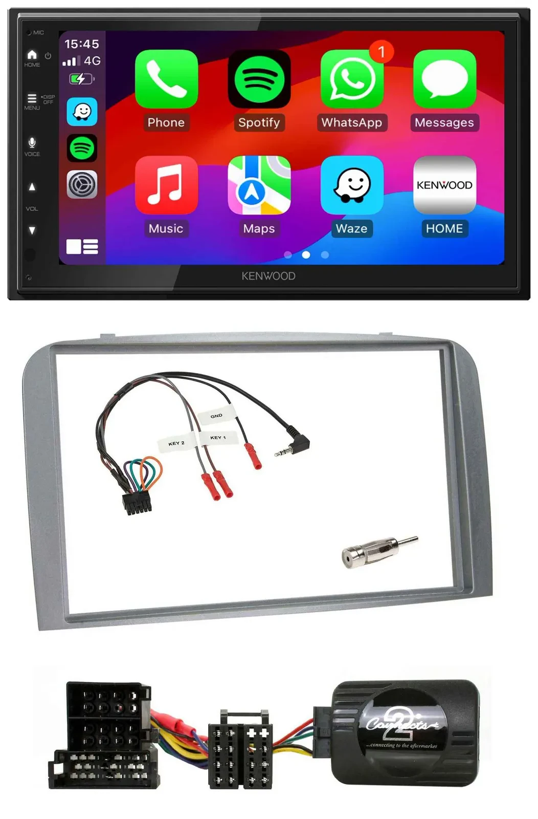 Kenwood Lenkrad USB DAB 2DIN Bluetooth Autoradio für Alfa Romeo 147 GT 04-10 sil