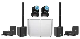 2) Mackie SRM-Flex Line Array DJ PA Speakers w/Subs+Facade+2) Moving Head Lights