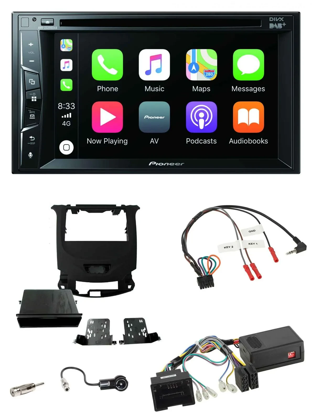 Pioneer Lenkrad USB DVD Bluetooth DAB 2DIN Autoradio für Chevrolet Cruze ab 2016