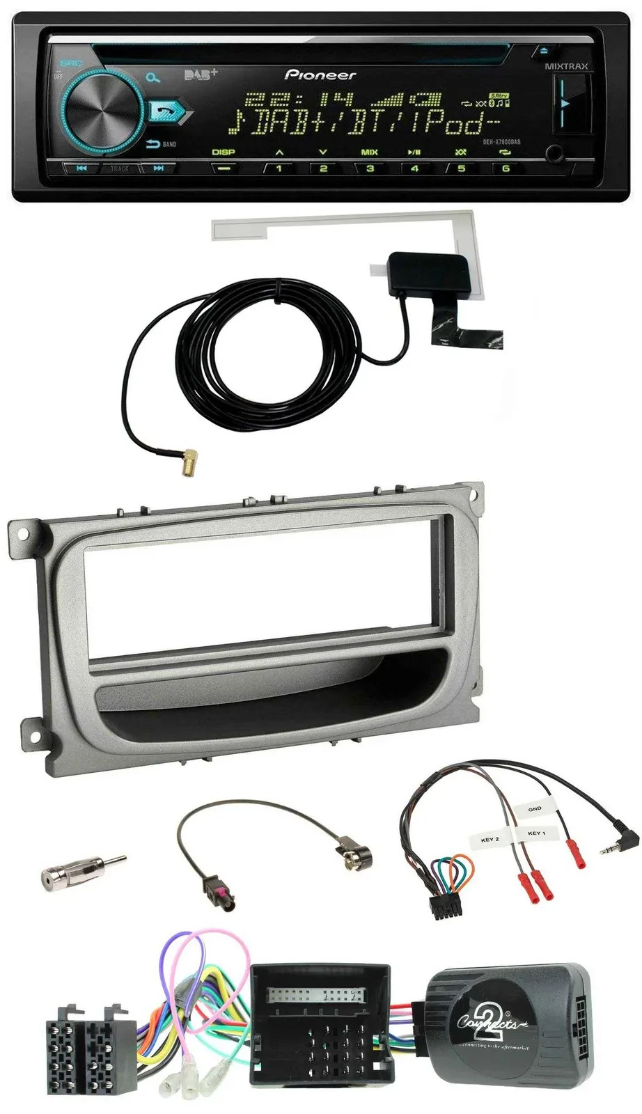 Автомагнитола Pioneer MP3 CD USB DAB для Ford S-Max/Mondeo (2007–2014), поддержка управления с руля, CAN