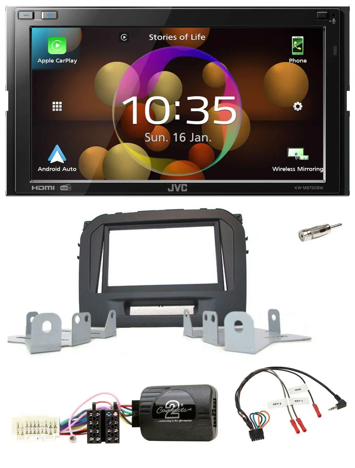 Автомагнитола для Suzuki Vitara LY JVC 2 DIN, DAB, Bluetooth, USB (с 04/2015)