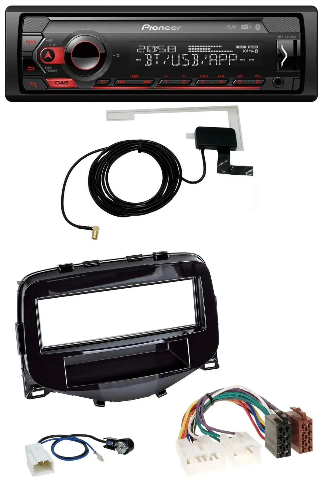 Автомагнитола Pioneer для Toyota Aygo (2014–2021), DAB, USB, MP3, Bluetooth