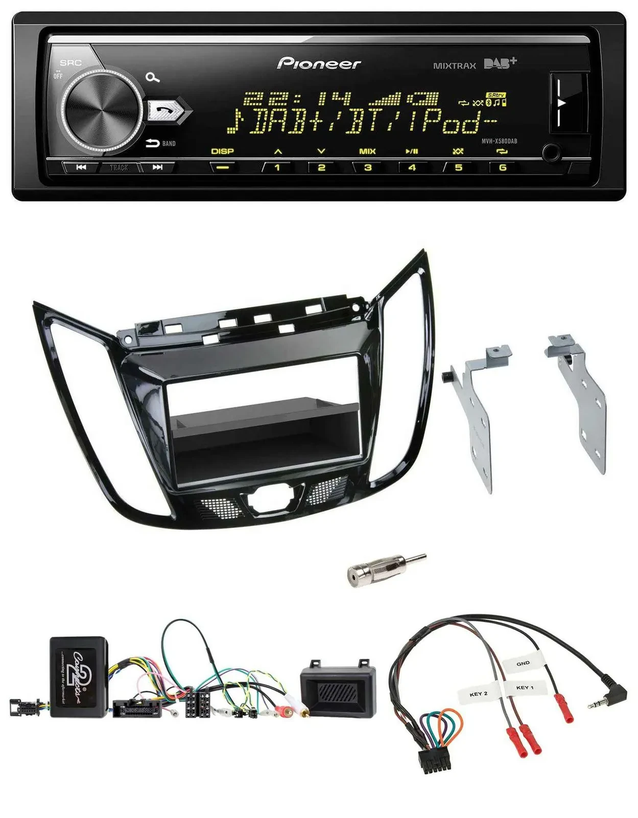 Pioneer Bluetooth USB DAB Lenkrad Autoradio für Ford C-Max Kuga Klavierlack schw