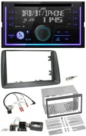 Автомагнитола JVC 2DIN DAB, Bluetooth, CD для Fiat Panda 2007–2012 серый