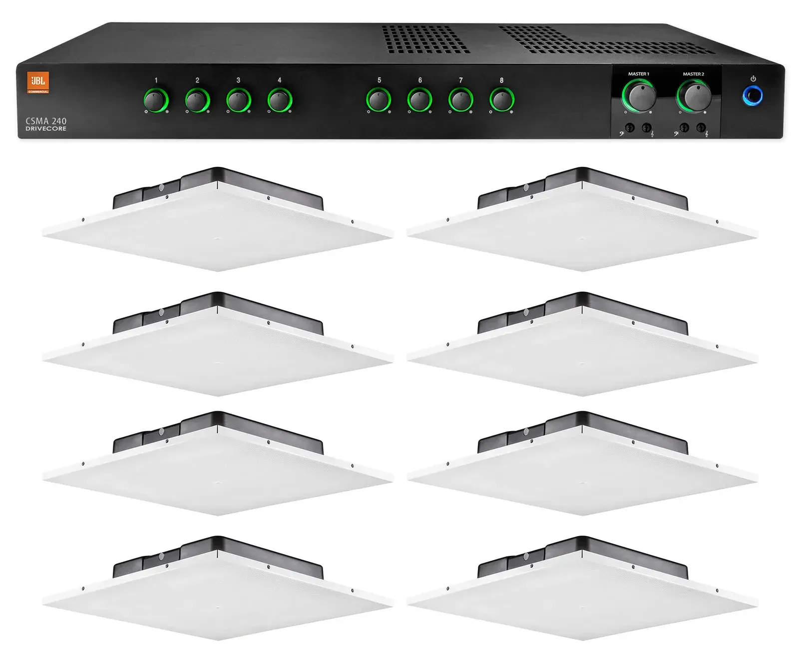 Потолочная акустика JBL 81C/T White с усилителем (8 штук)