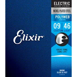 Струны для электрогитары Elixir 12025 PolyWeb Custom Light 9-46
