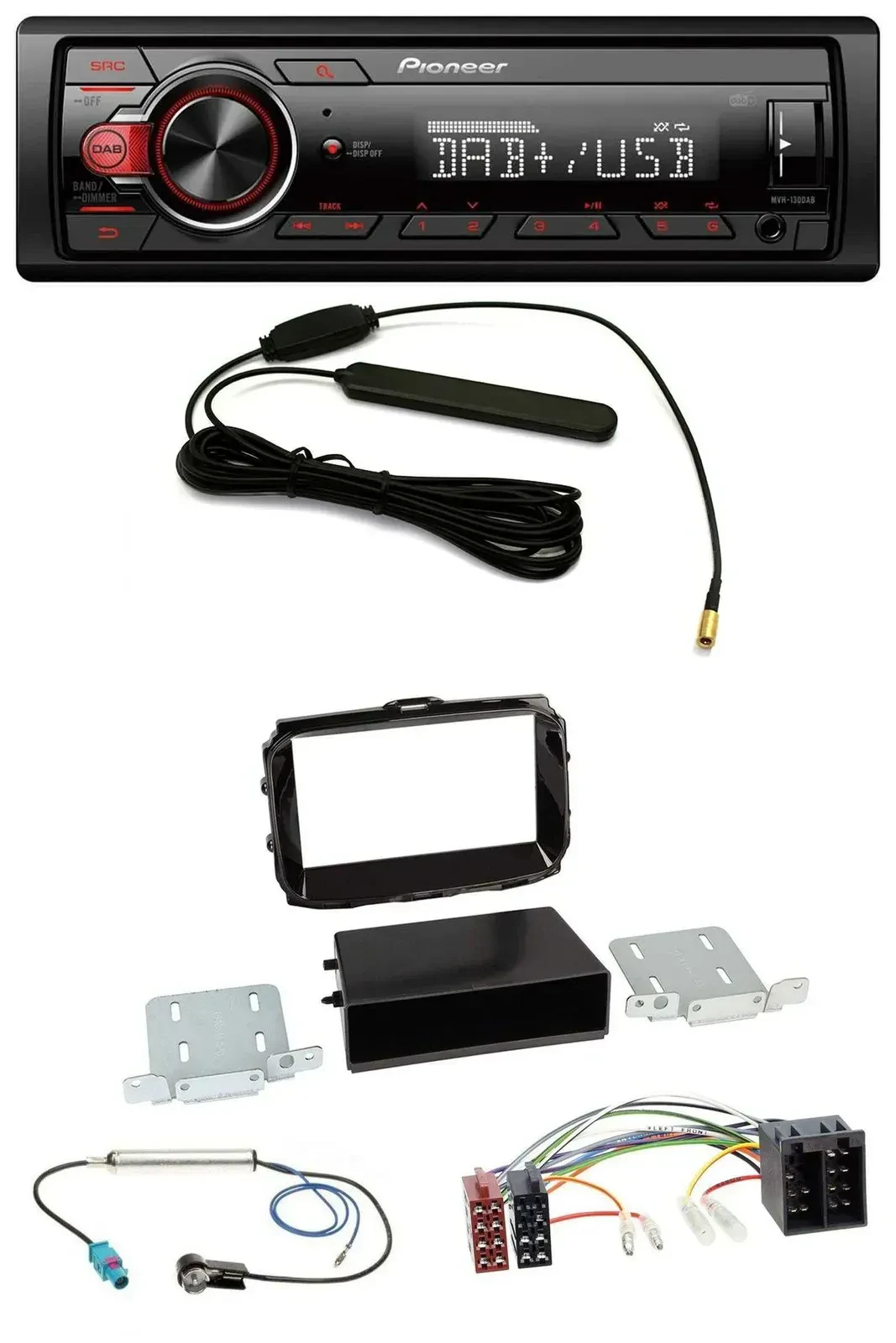 Автомагнитола Pioneer 1 DIN, MP3 DAB USB AUX, для Alfa Romeo Giulietta (с 2013), чёрная (piano black), ISO