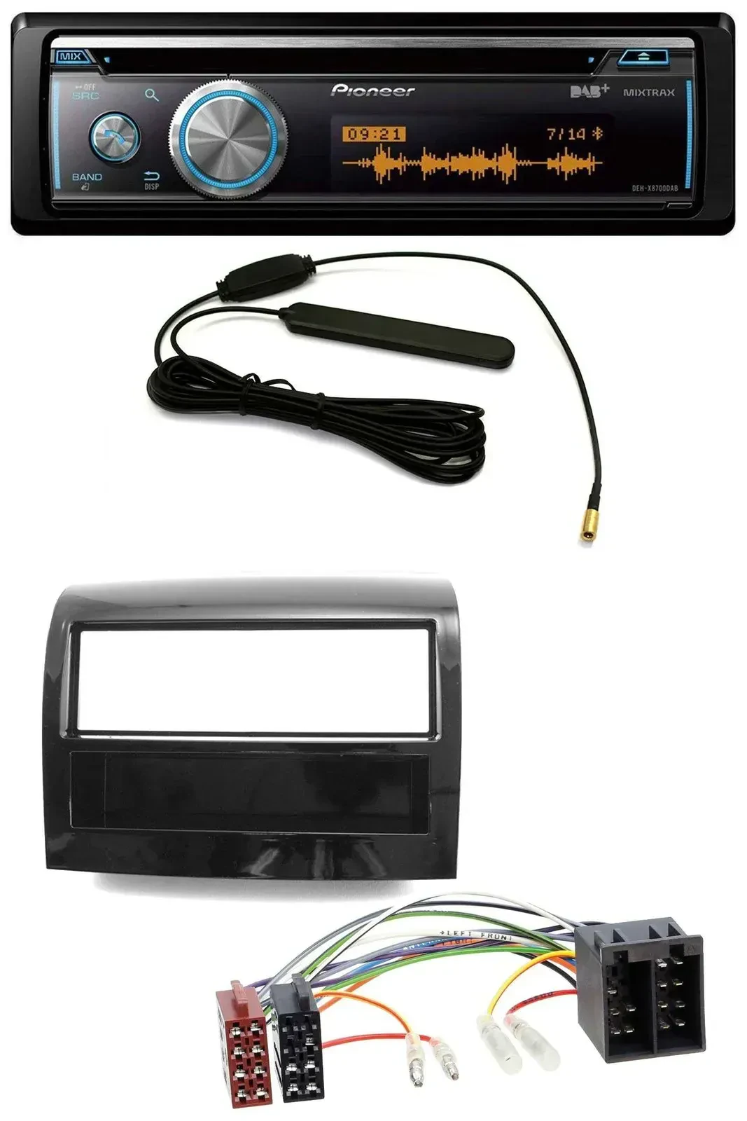 Автомагнитола Pioneer CD/USB/Bluetooth/DAB/MP3 для Fiat Ducato 2011–2021, черный глянец