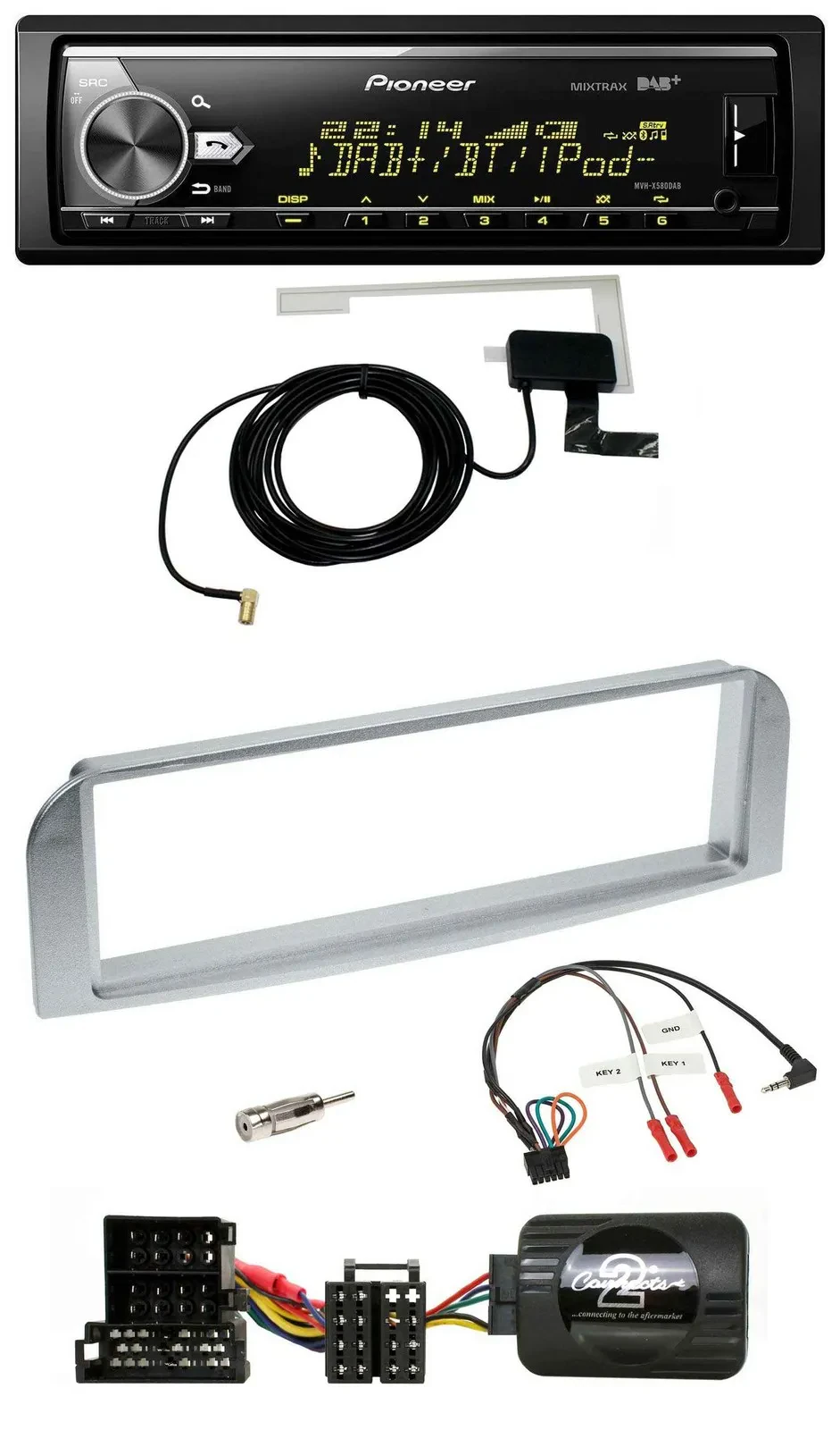 Автомагнитола Pioneer Bluetooth, DAB, USB, для Alfa 147/GT, серебристо-серый