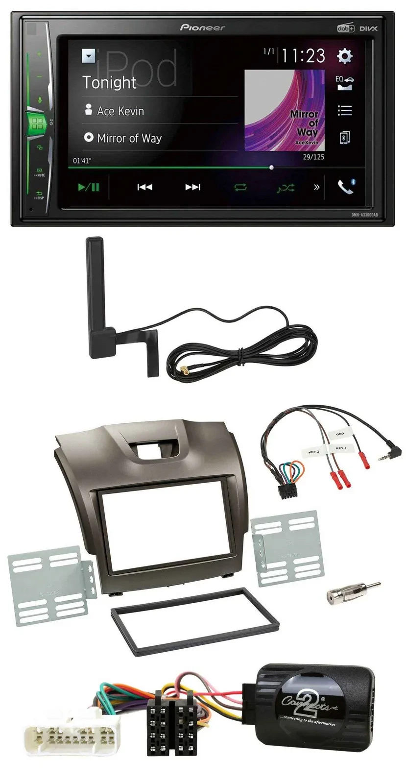 Pioneer MP3 DAB Lenkrad 2DIN Bluetooth Autoradio für Isuzu D-Max ab 2012 grau