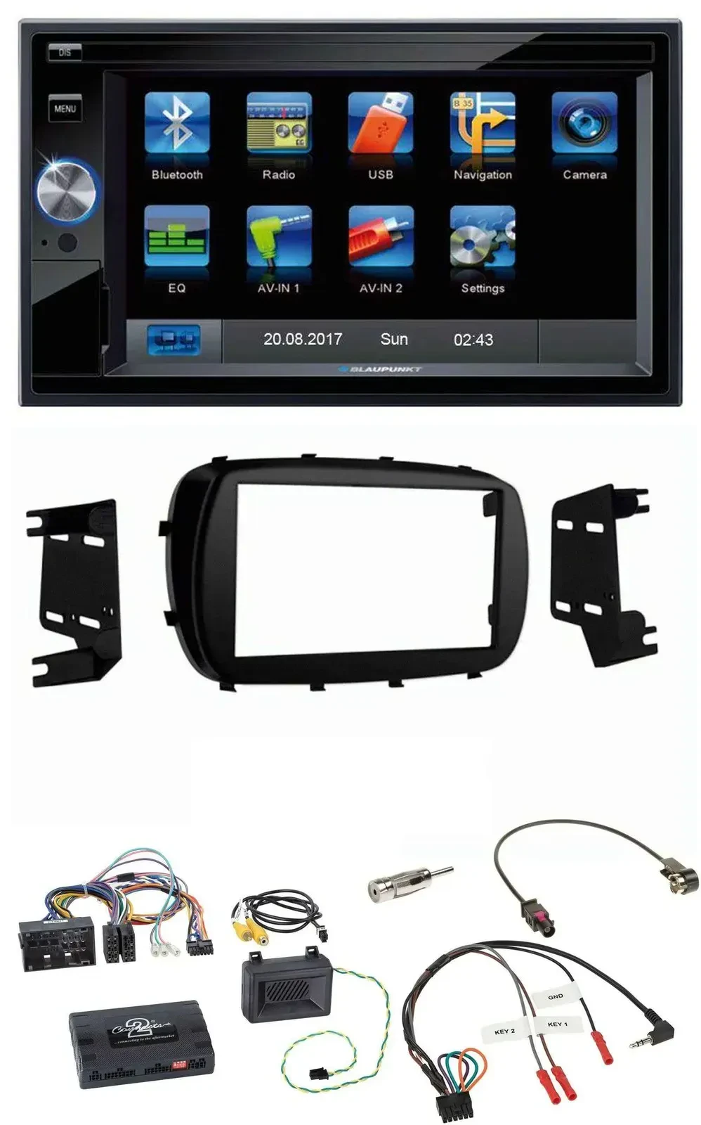 Blaupunkt SD USB TMC Bluetooth 2DIN Lenkrad Navigation für Fiat 500X ab 2014