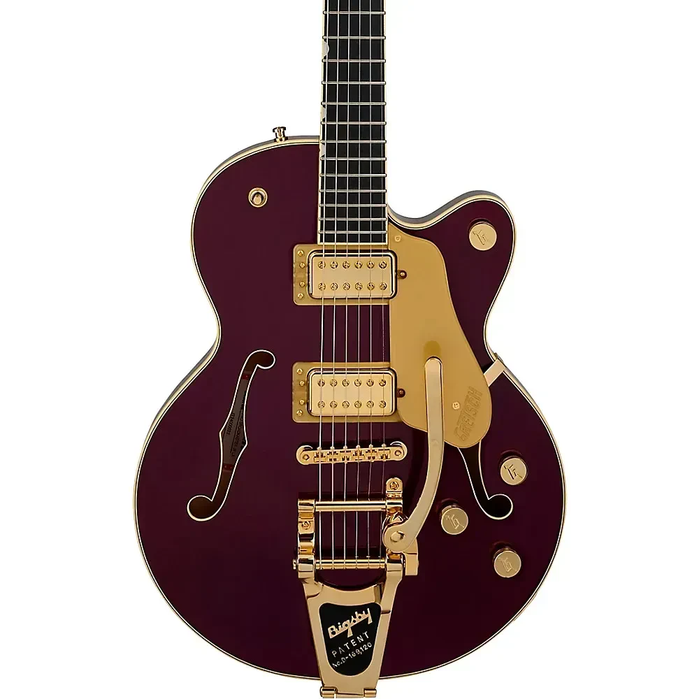 Электрогитара Gretsch Broadkaster Jr. LX Center Block String-Thru Bigsby, золотая фурнитура, цвет Blackberry, с кейсом G6241JR
