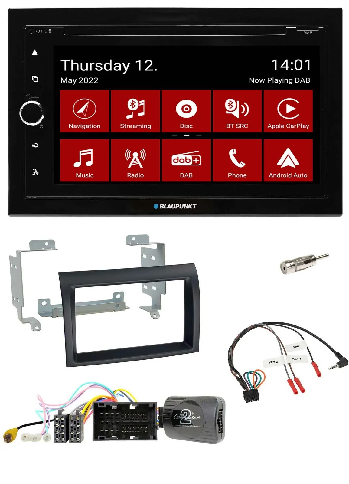 Blaupunkt 2DIN Lenkrad Bluetooth USB TMC DAB Navigation für Citroen Jumper ab 14