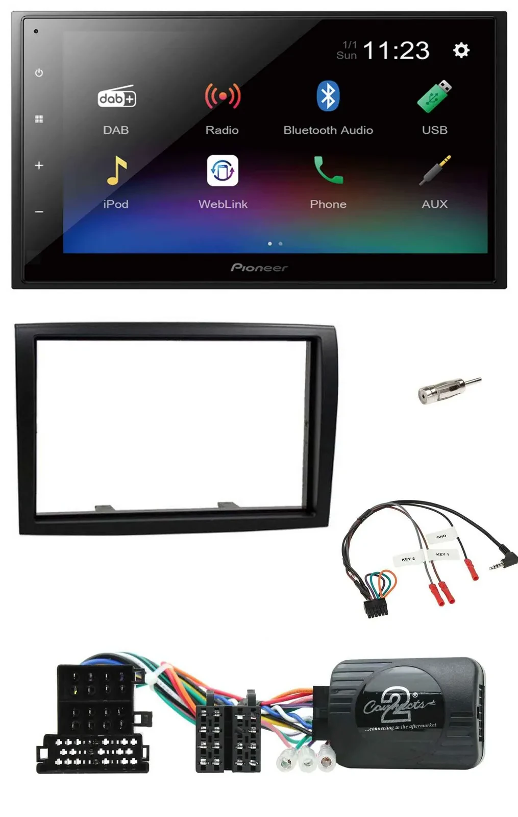 Автомагнитола для Citroen Jumper 2008–2011 Pioneer 2DIN, USB, Bluetooth, DAB, поддержка кнопок на руле