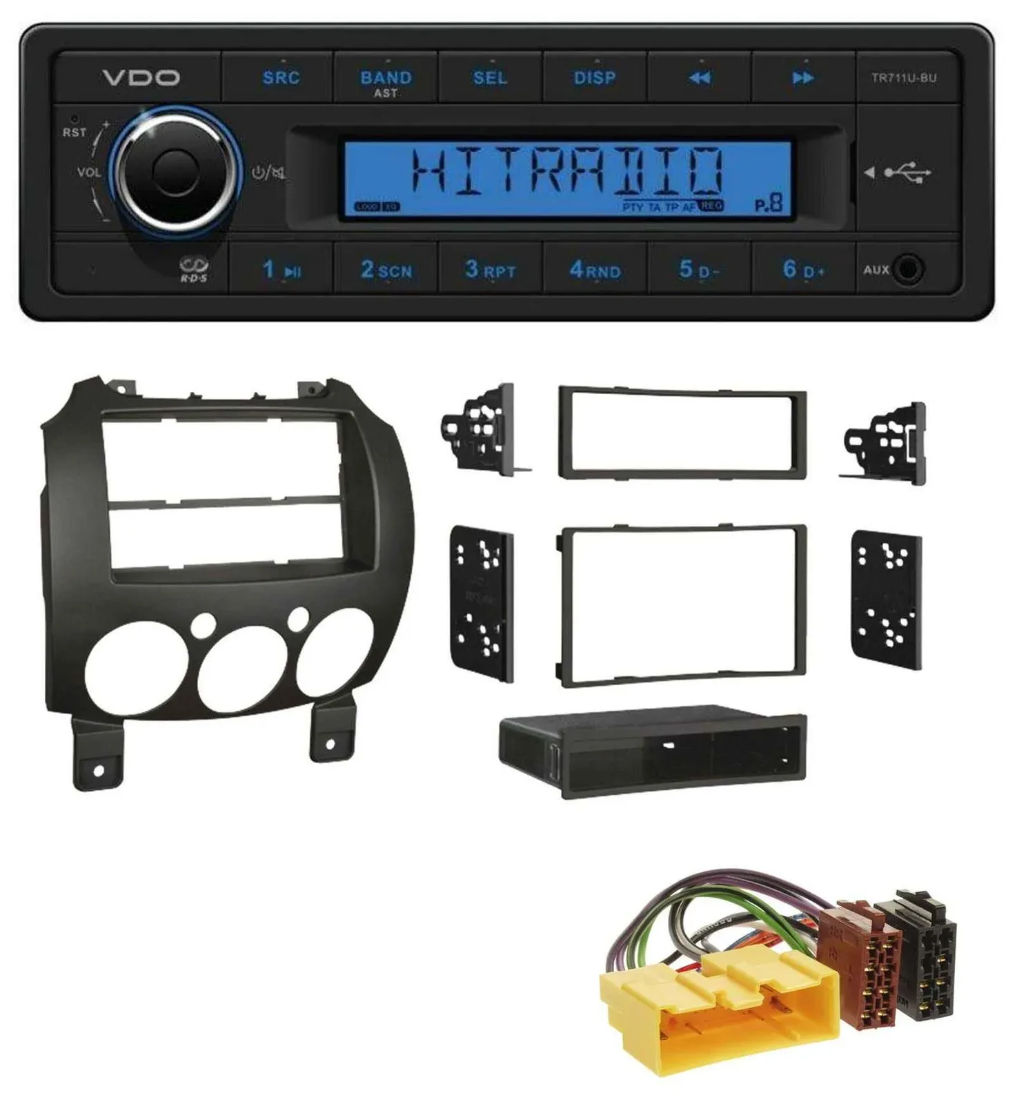 VDO AUX 1DIN MP3 USB Autoradio für Mazda 2 (ab 2007)