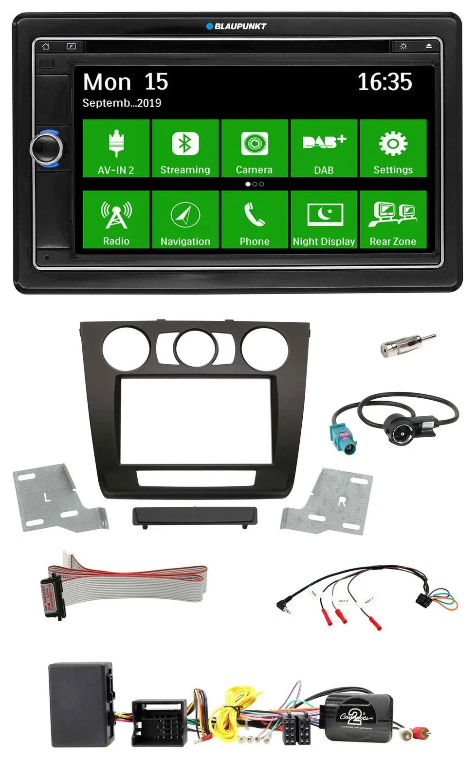 Blaupunkt Bluetooth 2DIN Lenkrad DAB USB TMC Navigation für BMW 1er Aktiv man. K