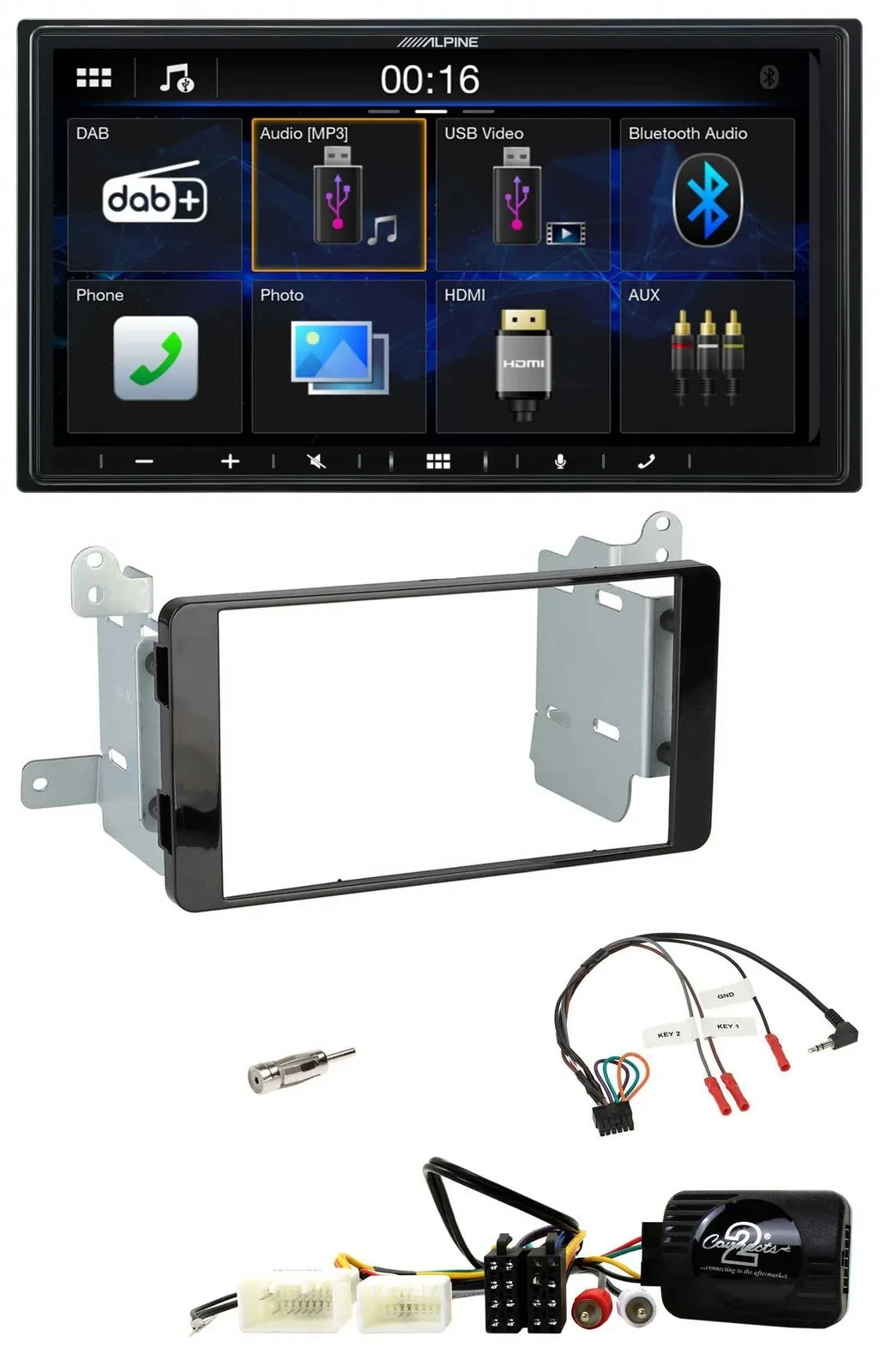 Автомагнитола Alpine 2DIN Bluetooth DAB USB для Mitsubishi L200 (с 10/2015) с поддержкой управления на руле