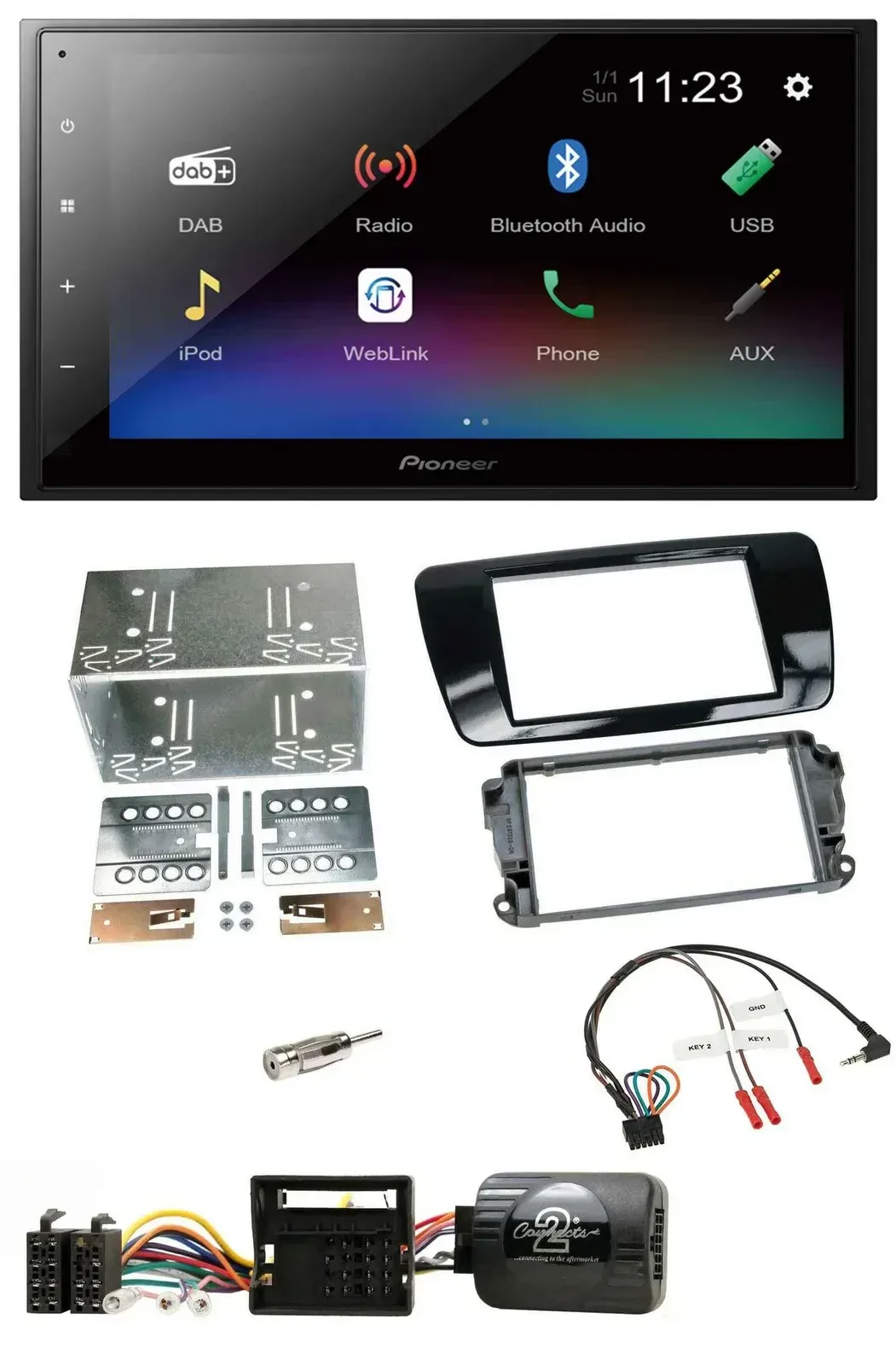 Автомагнитола для Seat Ibiza (с 2008) Pioneer 2DIN Bluetooth DAB USB черный глянец