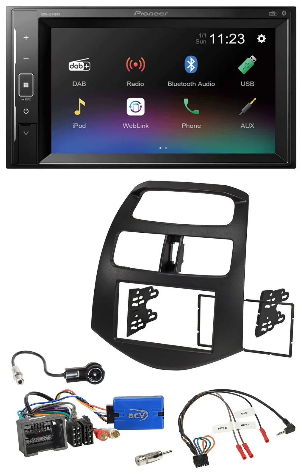 Pioneer DAB Lenkrad 2DIN Bluetooth USB Autoradio für Chevrolet Spark 2013-2015