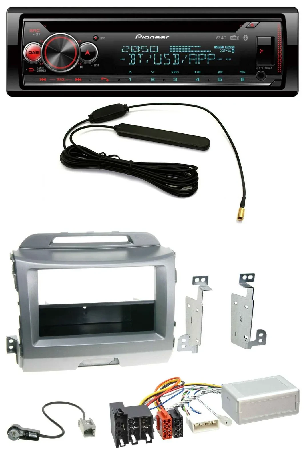 Pioneer USB DAB Lenkrad Bluetooth CD Autoradio für Kia Sportage 3 10-15 Navi sil