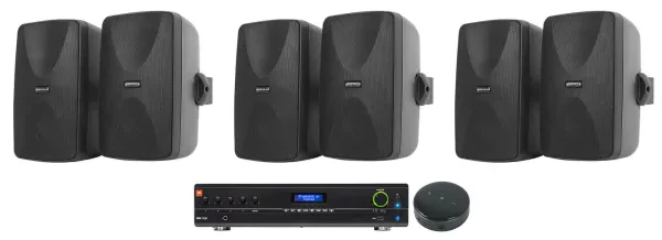Настенная акустика JBL WET-7020B Black с усилителем (6 штук)