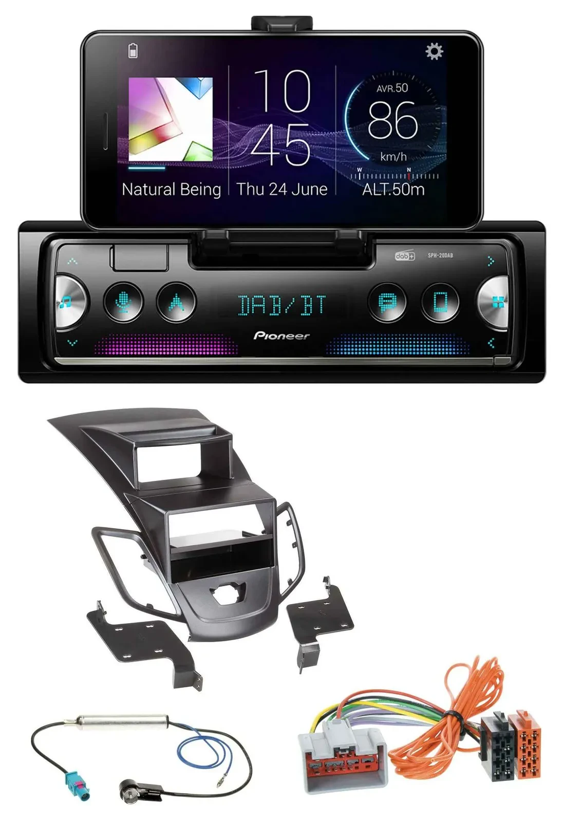 Автомагнитола для Ford Fiesta (2008–2010) Pioneer USB MP3 Bluetooth DAB, черный