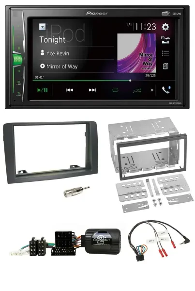 Pioneer 2DIN Lenkrad DAB USB Bluetooth Autoradio für Fiat Idea 2006-2012 grau