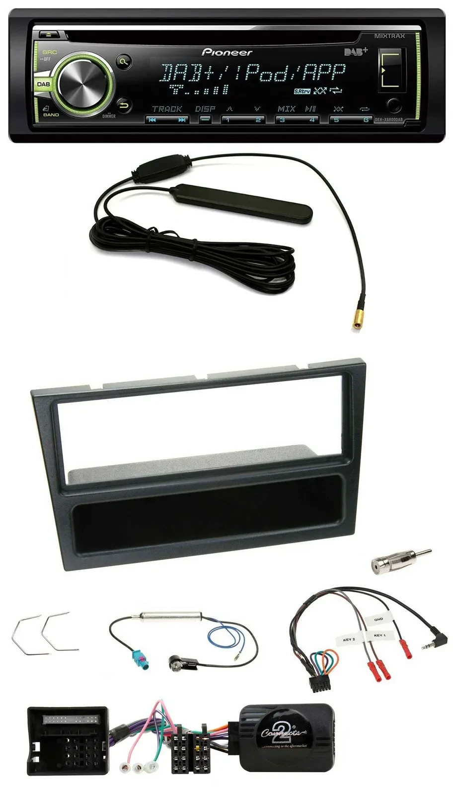 Автомагнитола Pioneer для Opel Corsa C (2004–2006), CD/USB, DAB, черная, поддержка управления на руле