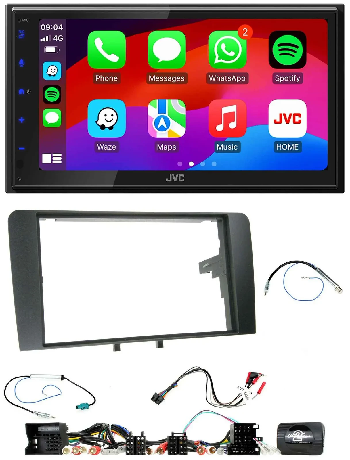 JVC Bluetooth USB Lenkrad 2DIN DAB Autoradio für Audi A3 8P 2003-2012 Aktivsyste