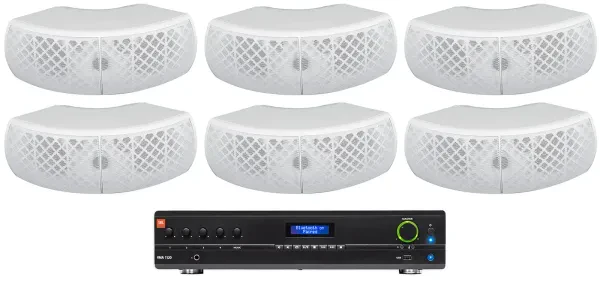 Настенная акустика JBL WET-D4 White с усилителем (6 штук)