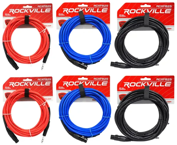 Коммутационный кабель Rockville RCXFB25 Multicolor 7.6 м (6 штук)