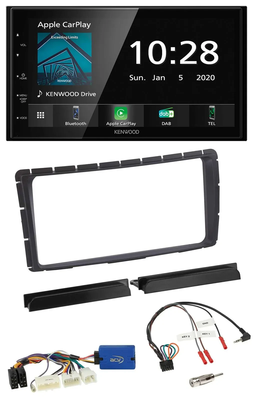 Автомагнитола для Toyota Hilux Kenwood 2DIN, Bluetooth, DAB, USB, 28-pin, с поддержкой управления на руле