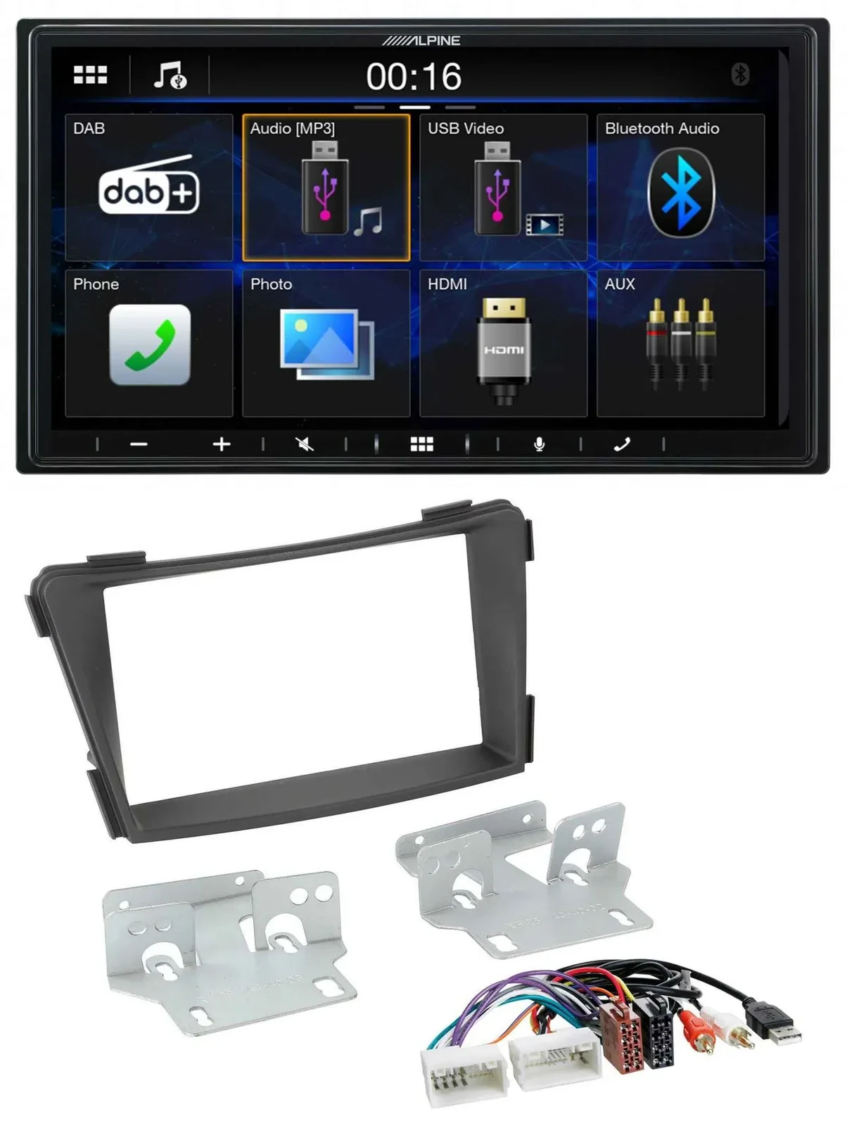 Автомагнитола Alpine 2DIN, Bluetooth, DAB, USB, для Hyundai i40 (с 2011), черный