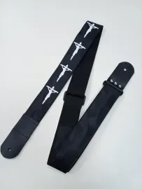 MZ-RG-5-1ApChristBk Ремень для гитары, черный, аппликация Христос, MEZZO