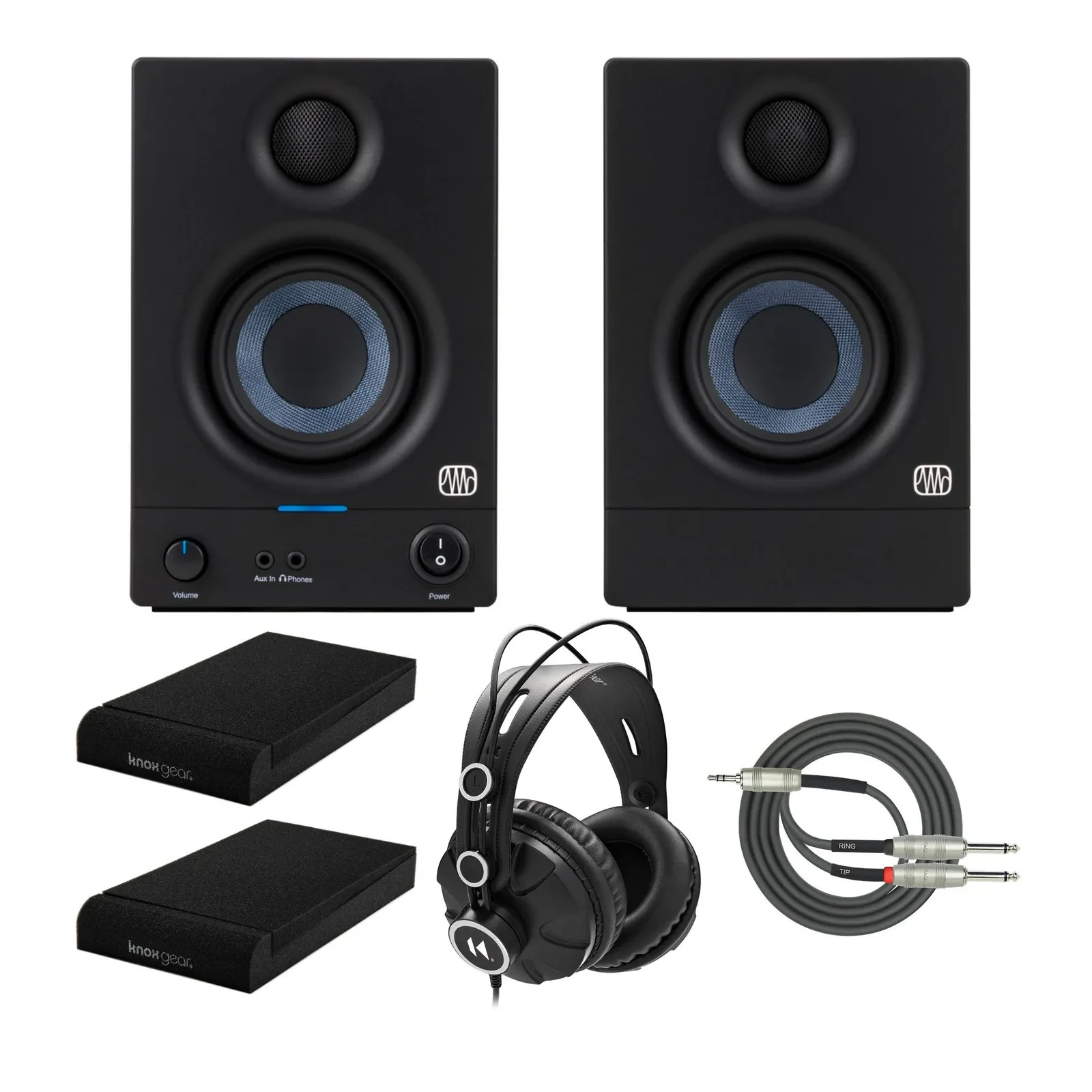 Б/У Студийные мониторы PreSonus Eris E3.5 White (набор) с изоляционными падами и наушниками