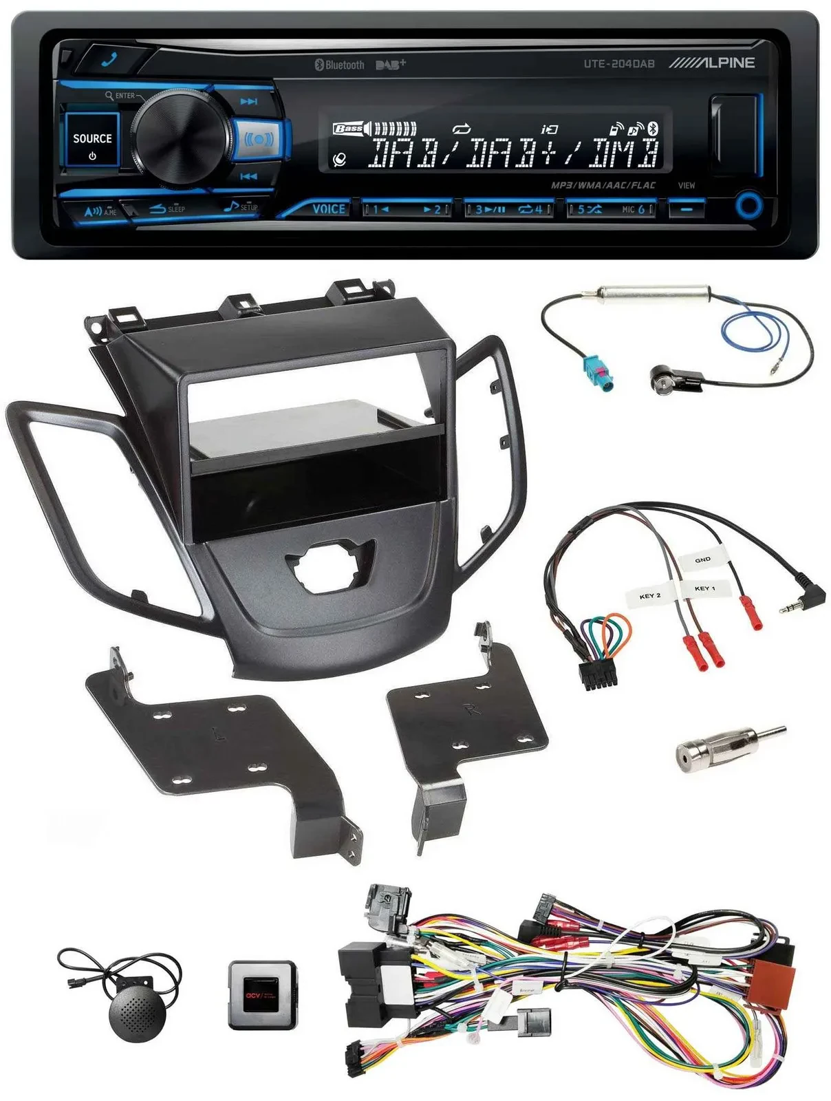 Alpine USB Bluetooth DAB Lenkrad Autoradio für Ford Fiesta 08-10 ohne Display sc