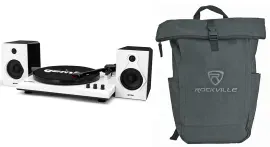Gemini TT-900 Vinyl Record Player Turntable w/Bluetooth+Speakers+Laptop Backpack
