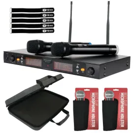 American Audio WM-219 DJ Audio Wireless Microphone System w Holsters & Case