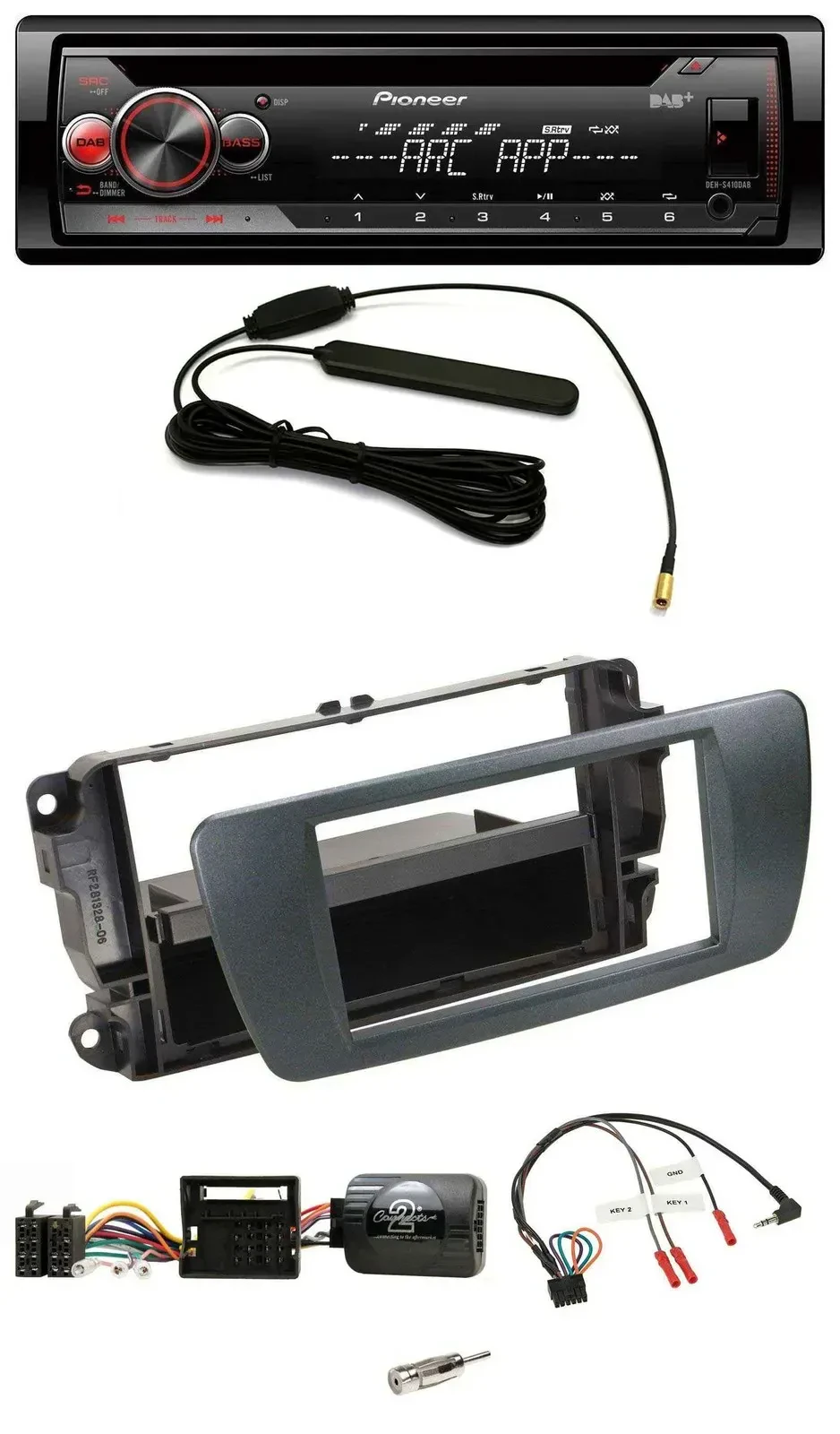 Автомагнитола Pioneer CD/USB/DAB/MP3 для Seat Ibiza черная с поддержкой управления с руля