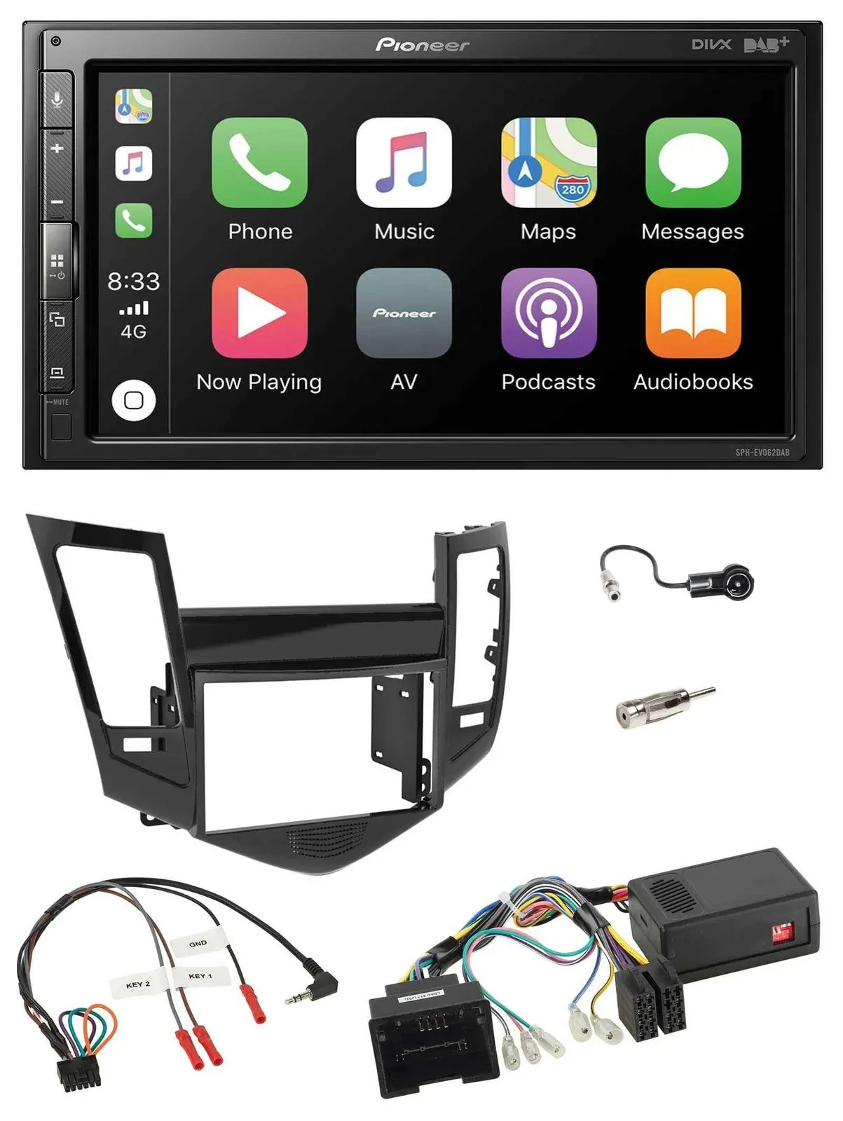 Pioneer USB Lenkrad DAB 2DIN Bluetooth Autoradio für Chevrolet Cruze 05/2009-201