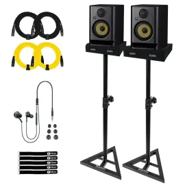 KRK Generation 5 Rokit RP5 G5 5" Powered Studio Monitor Speakers w XLR & Stands