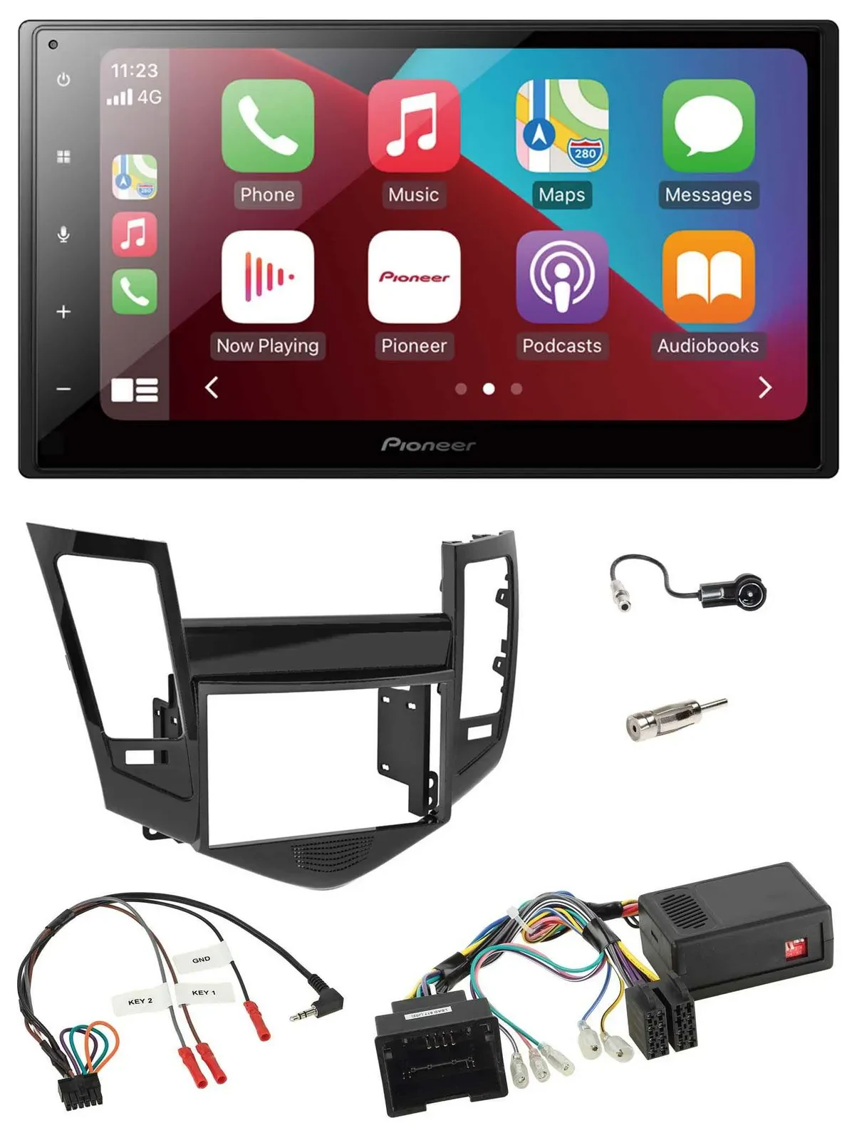 Автомагнитола для Chevrolet Cruze Pioneer 2-DIN DAB, Bluetooth, USB, поддержка кнопок на руле