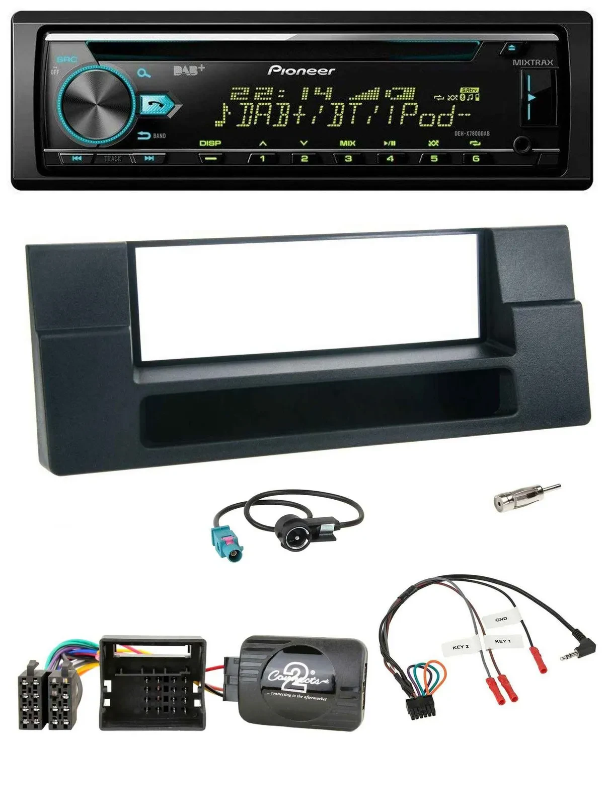 Автомагнитола Pioneer DAB, CD, USB, Bluetooth для BMW 5 Series E39/X5, Quadlock, поддержка кнопок на руле